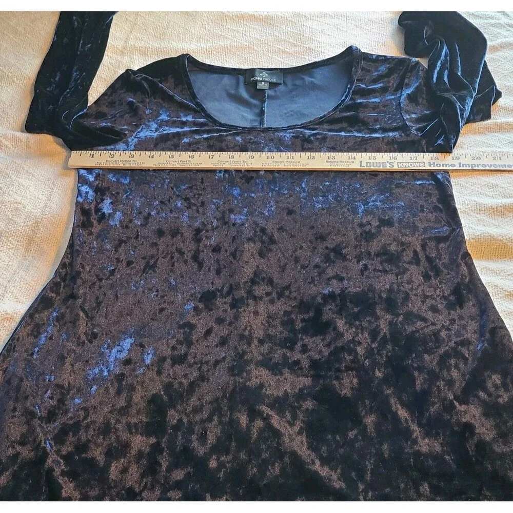 Ronni Nicole Dress Women 8 Navy Crushed Velvet Stretch Whimsygoth Dance Sexy - Picture 9 of 11